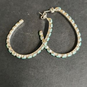 Faux turquoise hoop earrings